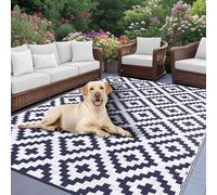 VFGFDJNDFX Tapis Exterieur Terrasse RéVersible ImperméAble, RéSistant Aux UV Rug en Plastique pour Jardin Balcon Camping Car Pique-Nique Plage IntéRieur (Croix Bleu Foncé Blanc,240 * 150cm)