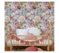 VFIDPSU Papier peint vinyle floral aquarelle rose, peinture à l'huile, autocollant mural imperméable for décoration de salon(Color 2,44cmx300cm)