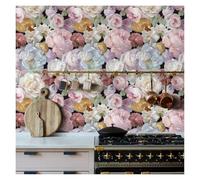 VFIDPSU Papier peint vinyle floral aquarelle rose, peinture à l'huile, autocollant mural imperméable for décoration de salon(Color 1,44cmx1000cm)