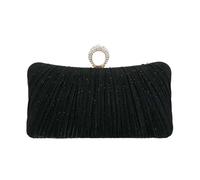 VFIDPSU Pochette de soirée for femme, sac à bandoulière, for fête, mariage, bal, anniversaire, long, carré, plissé, élégant, sac à main(Black)