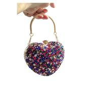VFIDPSU Pochette en cristal en forme de cœur avec incrustation de diamants, sac à main avec pierres, sac à bandoulière for soirée, mariage, poignée, sacs à main avec strass(MULTI)
