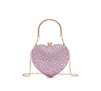 VFIDPSU Pochette en cristal en forme de cœur avec incrustation de diamants, sac à main avec pierres, sac à bandoulière for soirée, mariage, poignée, sacs à main avec strass(Pink)