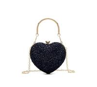 VFIDPSU Pochette en cristal en forme de cœur avec incrustation de diamants, sac à main avec pierres, sac à bandoulière for soirée, mariage, poignée, sacs à main avec strass(Blue Black)