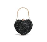 VFIDPSU Pochette en cristal en forme de cœur avec incrustation de diamants, sac à main avec pierres, sac à bandoulière for soirée, mariage, poignée, sacs à main avec strass(Black)