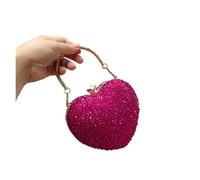 VFIDPSU Pochette en cristal en forme de cœur avec incrustation de diamants, sac à main avec pierres, sac à bandoulière for soirée, mariage, poignée, sacs à main avec strass(Rose Red)