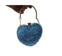 VFIDPSU Pochette en cristal en forme de cœur avec incrustation de diamants, sac à main avec pierres, sac à bandoulière for soirée, mariage, poignée, sacs à main avec strass(SKY BLUE)