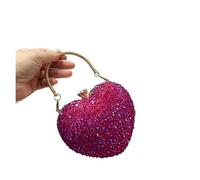 VFIDPSU Pochette en cristal en forme de cœur avec incrustation de diamants, sac à main avec pierres, sac à bandoulière for soirée, mariage, poignée, sacs à main avec strass(Colorful Rose Red)