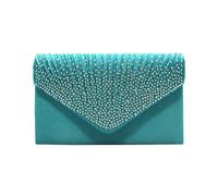 VFIDPSU Pochettes élégantes for femmes, sac à bandoulière tendance en satin et strass avec fine chaîne, sacs de soirée assortis for robe de banquet(Sky Blue)