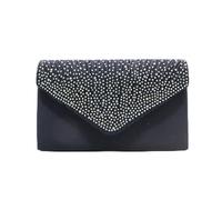 VFIDPSU Pochettes élégantes for femmes, sac à bandoulière tendance en satin et strass avec fine chaîne, sacs de soirée assortis for robe de banquet(Dark Blue)