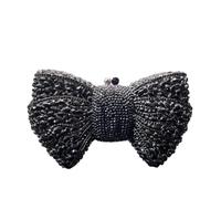 VFIDPSU Sac de soirée à nœud creux for femme, sac à main en cristal for mariage, mariée, diamant, banquet, gala, dîner(Black)