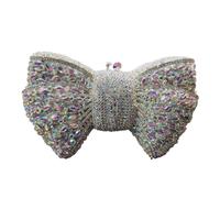 VFIDPSU Sac de soirée à nœud creux for femme, sac à main en cristal for mariage, mariée, diamant, banquet, gala, dîner(Silver ab)