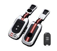 VFKJGNcgfb Etui clés de Voiture, Coque Compatible avec Civic CR-V HR-V Accord Jade Crider Odyssey 2015 - 2018 2 3 Boutons(2BT-Silver-Ring)