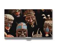 VFKLT African Ritual Porte-cartes de visite ethnique tribal fin et portable en métal pour cartes de visite, cartes de crédit, pour homme et femme, pour voyage, bureau, argent, Argent, One size,