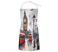 VFKLT Aprons London Tablier de cuisine avec poches imperméable et bavoir réglable pour homme et femme, Londres, 70 x 80 cm, Londres, 70x80cm