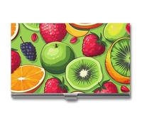 VFKLT Divers Fruits Porte-cartes de visite fin et portable en métal pour cartes de visite, cartes de crédit, pour homme et femme, argent, taille unique, décontracté, Argent, One size, Décontracté