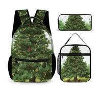 VFKLT Ensemble de 3 sacs à dos Garlad Pine Tree - Sac de voyage portable décontracté - Sac à dos de sport avec boîte à déjeuner et trousse à crayons - Taille unique, Sapin Garlad, Taille unique, Sacs