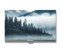VFKLT Foggy Mountains Porte-cartes de visite fin et portable en métal pour cartes de visite de visite et cartes de crédit pour homme et femme Argenté, Argent, One size, Décontracté