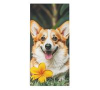 VFKLT Grandes serviettes de bain, fleurs tropicales et corgi, serviettes de plage, serviettes de cuisine, serviettes de bain absorbantes, serviettes de bain pour homme et femme, usage quotidien à la
