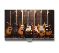 VFKLT Guitar Collection - Porte-cartes de visite fin et portable en métal pour cartes de visite, cartes de crédit, pour homme et femme, voyage, bureau, argent, taille unique, Argent, One size,