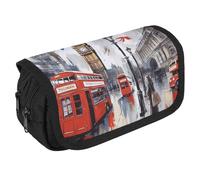 VFKLT London Trousse à crayons double couche de grande capacité avec double fermeture éclair portable pour homme et femme pour voyage, affaires, bureau, blanc, Taille unique, Trousse à crayons