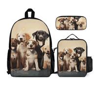 VFKLT Lot de 3 sacs à dos avec boîte à déjeuner et trousse à crayons - Sac de voyage décontracté pour ordinateur portable - Blanc - Taille unique, blanc, Taille unique, Sacs à dos de voyage