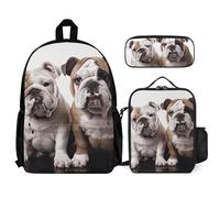 VFKLT Lot de 3 sacs à dos avec boîte à déjeuner et trousse à crayons - Sac de voyage décontracté pour ordinateur portable - Blanc - Taille unique, blanc, Taille unique, Sacs à dos de voyage