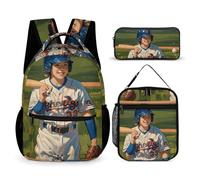 VFKLT Lot de 3 sacs à dos de baseball, sac de voyage, sac à dos de sport avec boîte à déjeuner, trousse à crayons, baseball, taille unique, sacs à dos, baseball, Taille unique, Sacs à dos