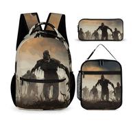 VFKLT Lot de 3 sacs à dos de sport avec boîte à déjeuner et trousse à crayons - Taille unique, De nombreux zombies, Taille unique, Sacs à dos
