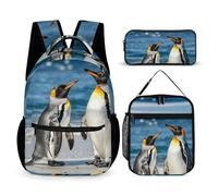 VFKLT Lot de 3 sacs à dos de sport avec trousse à crayons, pingouin et mer, taille unique, Pingouin et mer, Taille unique, Sacs à dos