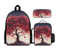 VFKLT Love Tree Sac à dos avec boîte à déjeuner et trousse à crayons, ensemble de 3 pièces, sac de voyage, sac à dos décontracté pour ordinateur portable, blanc, taille unique, sacs à dos de voyage,