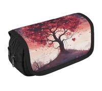 VFKLT Love Tree Trousse à crayons double couche de grande capacité avec double fermeture éclair portable pour homme et femme pour voyage, affaires, bureau, blanc, Taille unique, Trousse à crayons