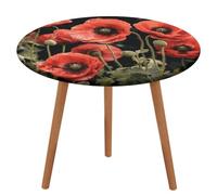 VFKLT Nappe ronde imprimée de coquelicots rouges avec bord élastique - Imperméable et facile à nettoyer - Pour pique-nique, extérieur et intérieur - 110 cm