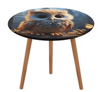 VFKLT Nappe ronde imprimée hibou mignon avec bord élastique imperméable lavable en tissu pour pique-nique extérieur intérieur 120 cm