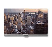 VFKLT New York City Porte-cartes de visite fin et portable en métal pour cartes de visite, cartes de crédit, pour homme et femme, argent, taille unique, décontracté, Argent, One size, Décontracté