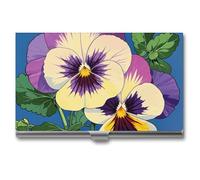 VFKLT Pansy Perfection Porte-cartes de visite fin et portable en métal pour cartes de visite et cartes de crédit pour homme et femme, Argenté, One size, Décontracté