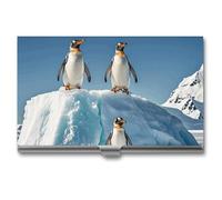 VFKLT Penguins On The Iceberg - Porte-cartes de visite fin et portable en métal pour cartes de visite, cartes de crédit, pour homme et femme, pour voyage, bureau, argent, 1, Argent, One size,
