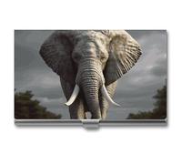 VFKLT Porte-cartes de visite 3D en forme d'éléphant - En métal - Pour cartes de visite et de crédit - Pour homme et femme - Argenté - Taille unique - Décontracté, Argent, One size, Décontracté