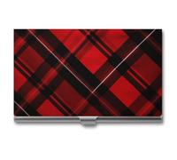VFKLT Porte-cartes de visite à carreaux rouges et noirs - Étui fin et portable en métal pour cartes de visite - Pour homme et femme - Pour voyage et bureau - Taille unique, Argent, One size,