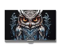 VFKLT Porte-cartes de visite en forme de chouette - En métal - Portable - Pour cartes de visite et de crédit - Pour homme et femme - Argenté - Taille unique - Décontracté, Argent, One size,