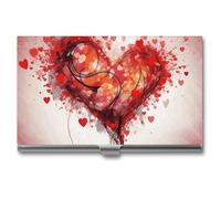 VFKLT Porte-cartes de visite en forme de cœur abstrait - Fin et portable - En métal - Pour cartes de visite et de crédit - Pour homme et femme - Argenté - Taille unique - Décontracté, Argent, One