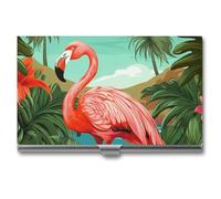 VFKLT Porte-cartes de visite en métal avec flamant rose tropical, étui pour cartes de visite, porte-cartes de crédit, pour homme et femme, voyage, bureau, argent, taille unique, Argent, One size,