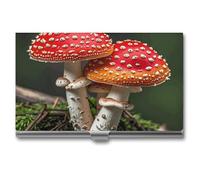 VFKLT Porte-cartes de visite en métal fin et portable en forme de champignons rouges pour cartes de visite, cartes de crédit, pour homme et femme, pour voyage, bureau, argent, taille unique, Argent,