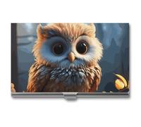 VFKLT Porte-cartes de visite en métal fin et portable en forme de chouette pour cartes de visite, cartes de crédit, pour homme et femme, argent, taille unique, décontracté, Argent, One size,