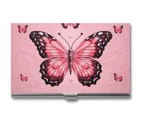 VFKLT Porte-cartes de visite fin et portable en métal avec motif papillon pour cartes de visite, cartes de crédit, pour homme et femme, pour voyage, bureau, argent, taille unique, décontracté, Argent,