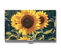 VFKLT Porte-cartes de visite fin et portable en métal avec motif tournesols en forme de cœur pour cartes de visite, cartes de crédit, pour homme et femme, pour voyage, bureau, argent, taille unique,