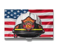 VFKLT Porte-cartes de visite fin et portable en métal pour cartes de visite et cartes de visite Motif drapeau des États-Unis Rouge à rayures, Argenté, One size, Décontracté