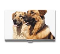 VFKLT Porte-cartes de visite fin et portable en métal pour deux chiens - Organiseur de cartes de visite - Portefeuille pour cartes de crédit - Pour homme et femme - Pour voyage, bureau, argent, taille