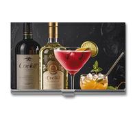 VFKLT Porte-cartes de visite fin et portable en métal pour verres à cocktail et bouteilles de vin, porte-cartes de visite, porte-cartes de crédit, portefeuille multi-cartes pour homme et femme,