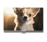 VFKLT Porte-cartes de visite mignon en forme de chihuahua avec poche fine et portable en métal pour cartes de visite, cartes de crédit, pour homme et femme, pour voyage, bureau, argent, taille unique,