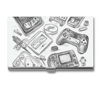 VFKLT Porte-cartes de visite monochrome de style esquisse - Poche fine et portable en métal - Organiseur de cartes de visite - Portefeuille pour cartes de crédit - Pour homme et femme - Pour voyage,